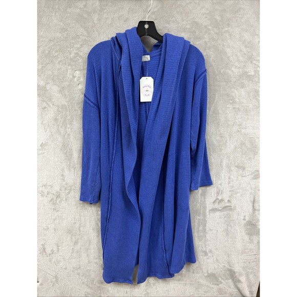 Free People Beach Cardigan Sweater Women’s XS S Blue Mid Length Duster Cover Up - Picture 1 of 5